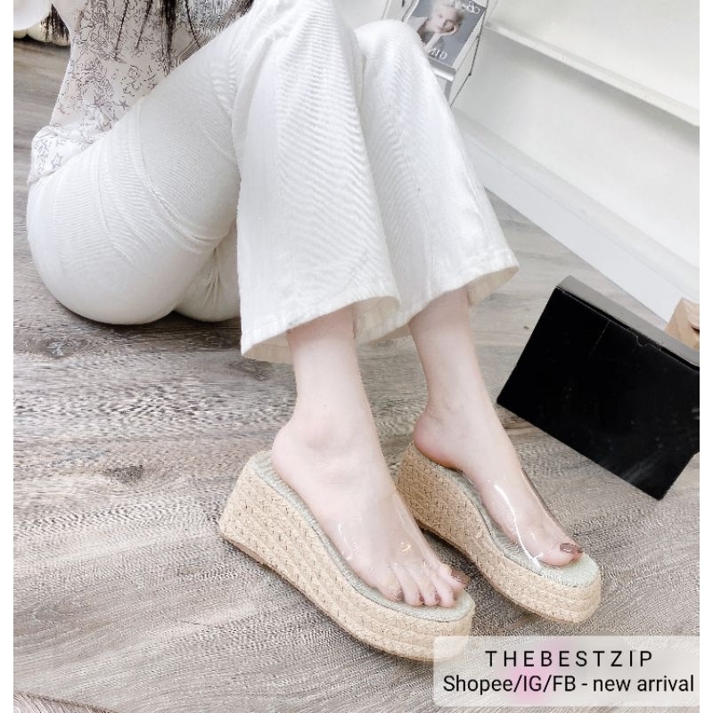 Dép xuồng 𝗭𝗮.𝗿𝗮 đế cói quai trong cao 8cm siêu êm nhập nguyên hộp cao cấp | Hàng loại 1