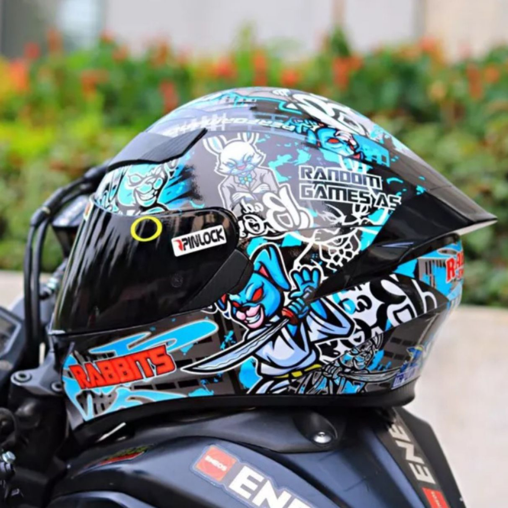 Tem dán mũ bảo hiểm fullface - THỎ RABBITS - áp dụng nhiều màu - 10