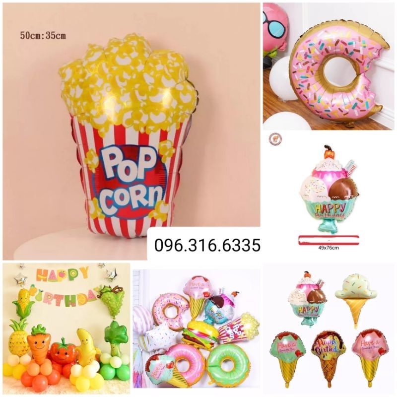 (MIỄN SHIP) Bóng hình bánh Donut, trái cây, bóng que kem, bóng kẹo mút,trang trí sinh nhật, trang trí tiệc siêu kute
