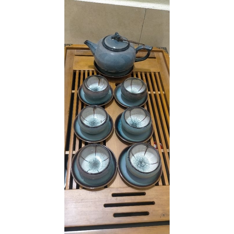 Ấm chén men hoả biến Bát Tràng