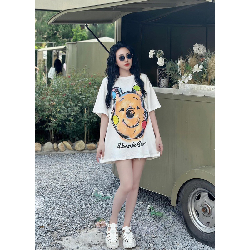 Áo Phông Đầu Gấu Kem QC