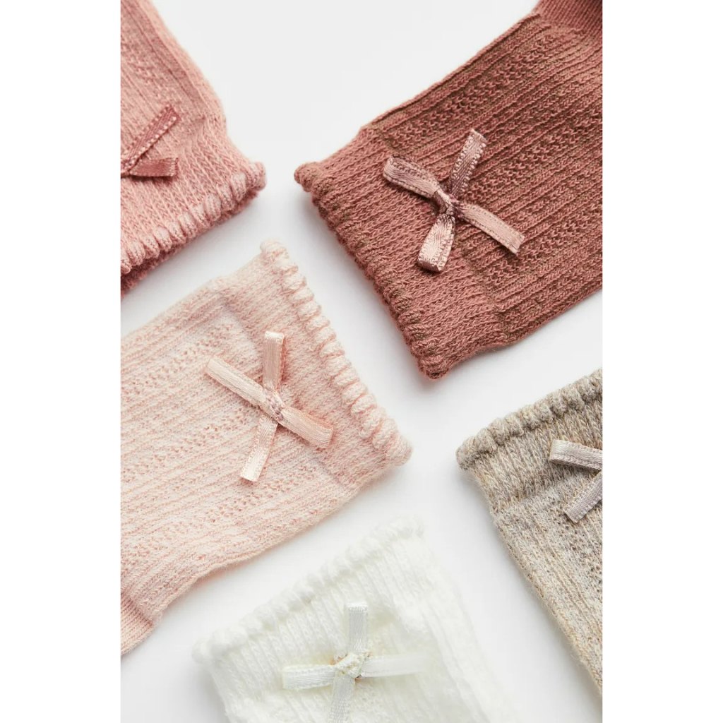 Set 5 đôi tất hồng nơ mỏng 1075329002 HM H&M_authentic