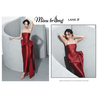 Váy trắng - đỏ Lane Jt Nóe waist bow midi dress! 2099K