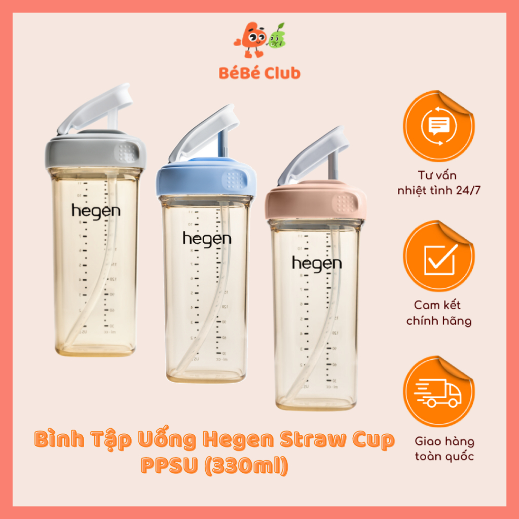 Bình Tập Uống Hegen Straw Cup PPSU (330ml)