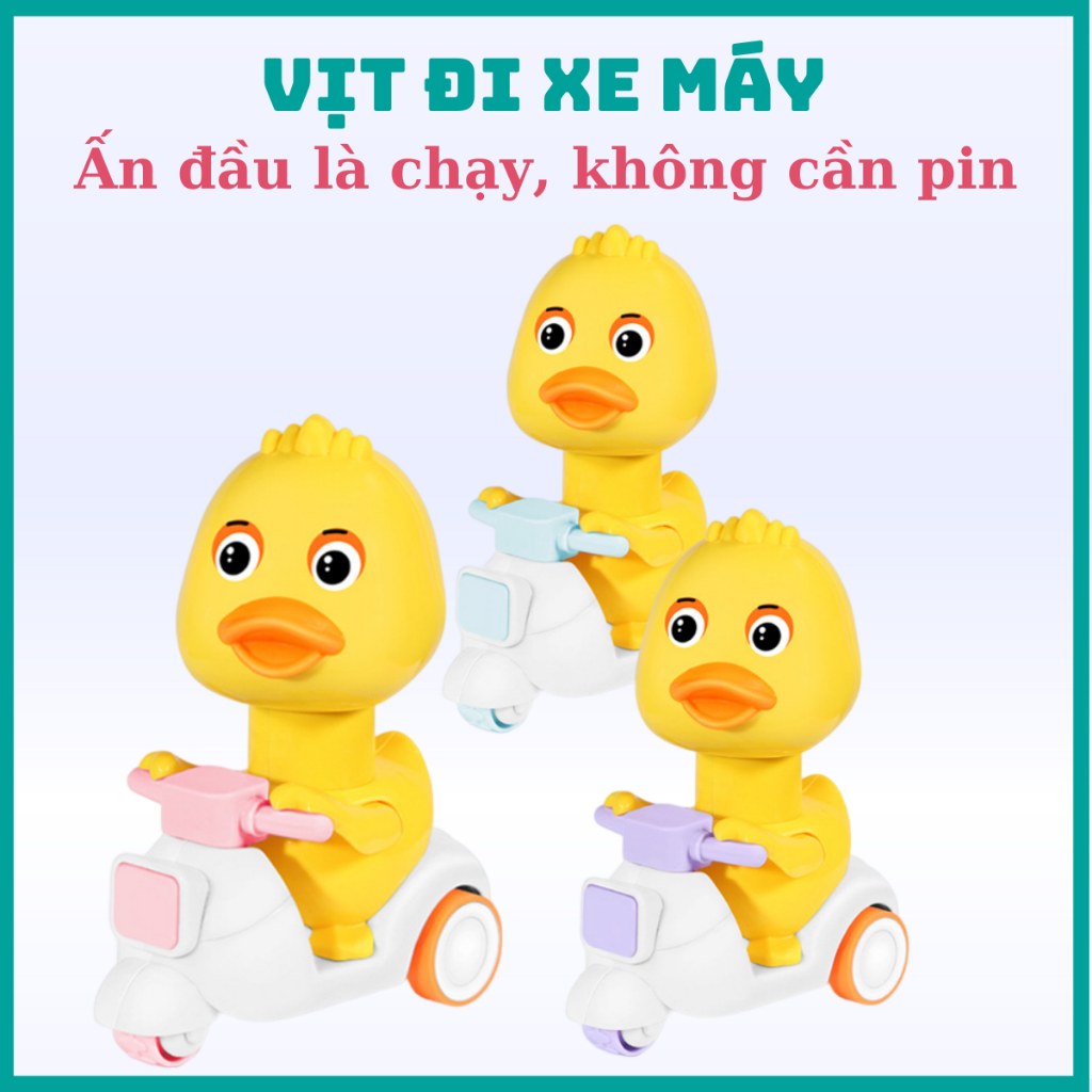 Đồ Chơi Trẻ Em Vịt Đi Xe Máy Chạy Cót, Chạy Đà Cho Bé