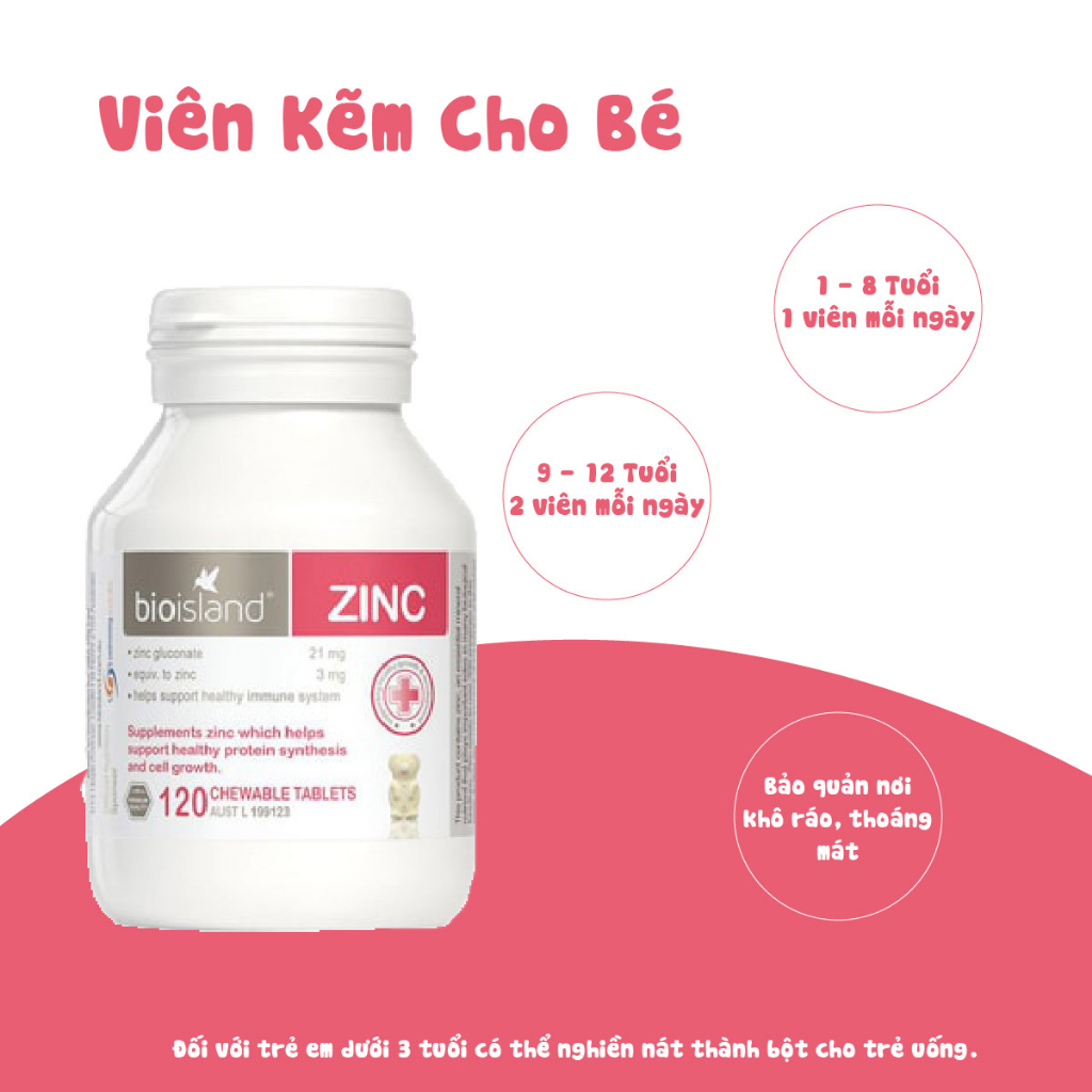 Combo viên uống canxi sữa và kẽm Bio Island giúp bé phát triển toàn diện xương răng