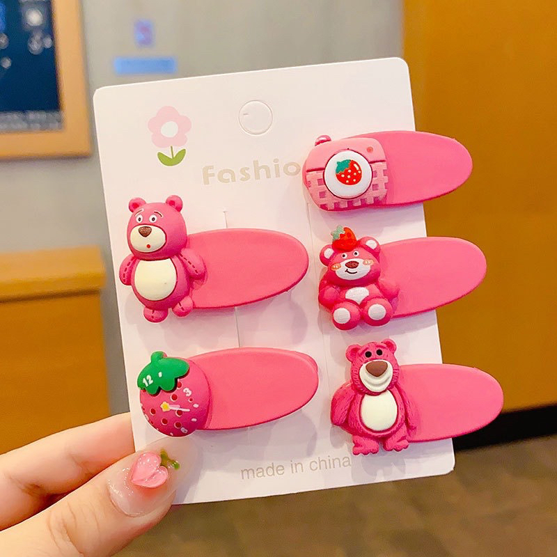 Set kẹp tóc gấu dâu xinh xắn cho bé gái