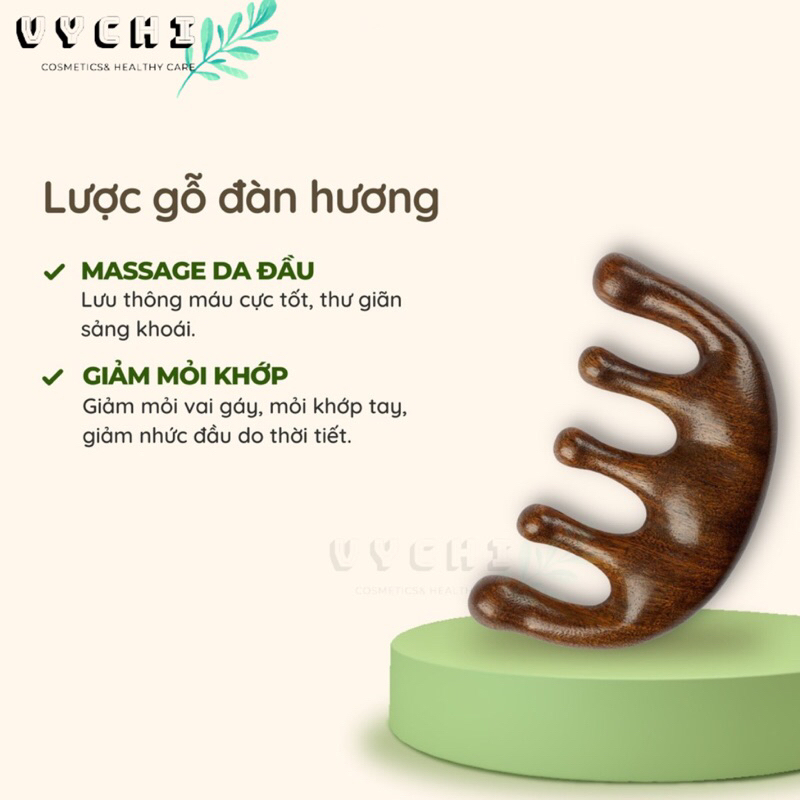 Lược Gỗ Đàn Hương Masage Da Đầu, Đả Thông Kinh Lạc Chuyên Dùng Trong Spa
