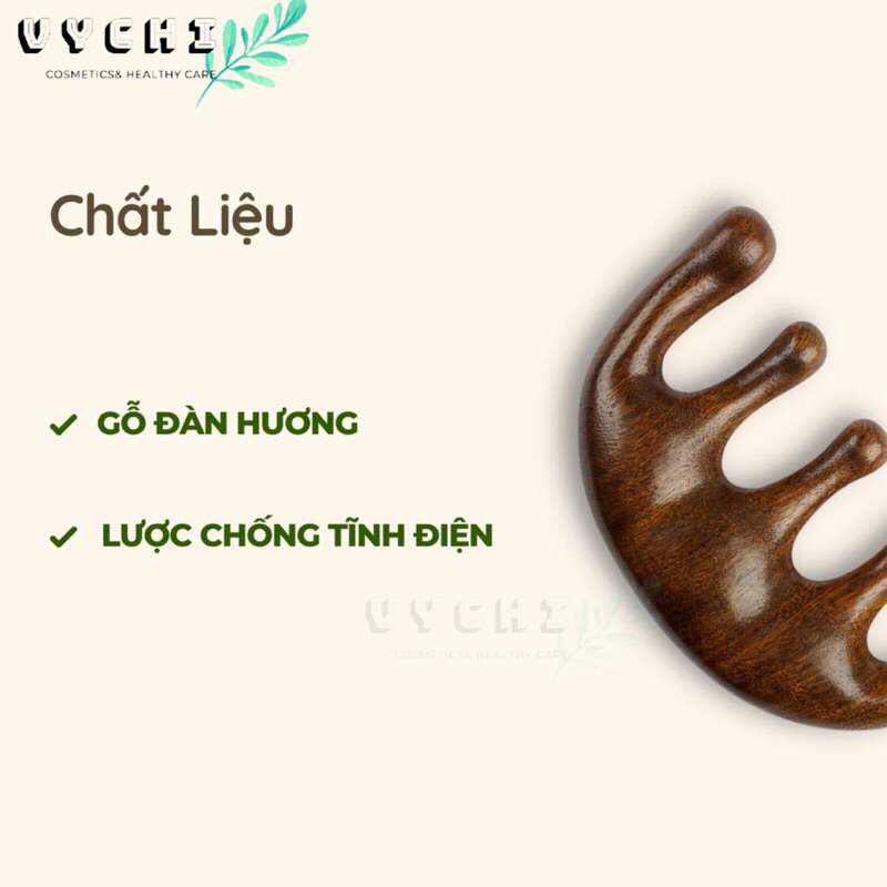 Lược Gỗ Đàn Hương Masage Da Đầu, Đả Thông Kinh Lạc Chuyên Dùng Trong Spa