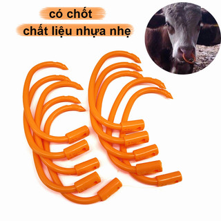 Rẻ🎉Vòng xỏ mũi bò nhựa có chốt, vòng đeo mũi cho trâu bò, khuyên xỏ mũi bằng nhựa dùng cho gia súc trang trại