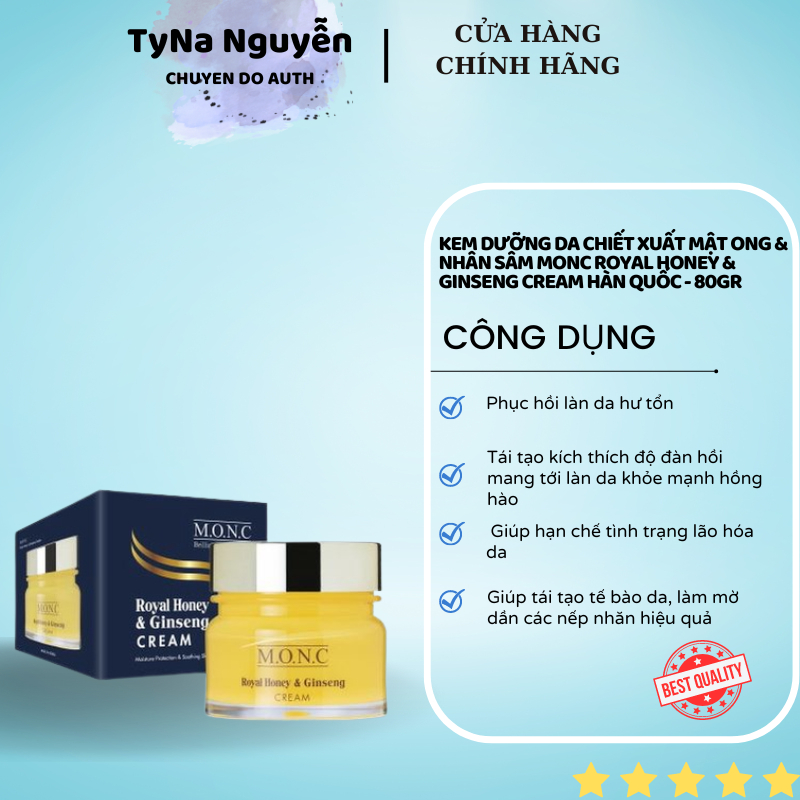 Kem Dưỡng Da Chiết Xuất Mật Ong & Nhân Sâm MONC Royal Honey & Ginseng Cream Hàn Quốc - 80gr