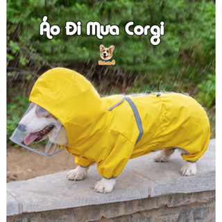 Áo mưa cho Corgi Nhà của Ú - Áo Mưa 2 lớp chống nước cỡ vừa cho chó to, Samoyed, Golden màu vàng