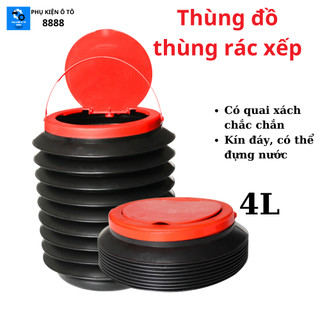 Thùng đồ gấp gọn đa năng có nắp/ không nắp - thùng rác gấp gọn 4l - thùng xếp đa năng - thùng cao su xếp 4l