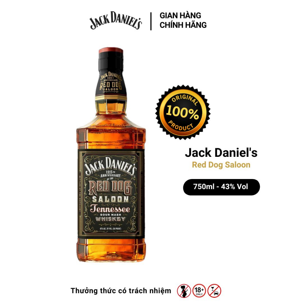 Rượu Whiskey Jack Daniel's Red Dog Saloon Nồng Độ Alc 43% Có kèm hộp
