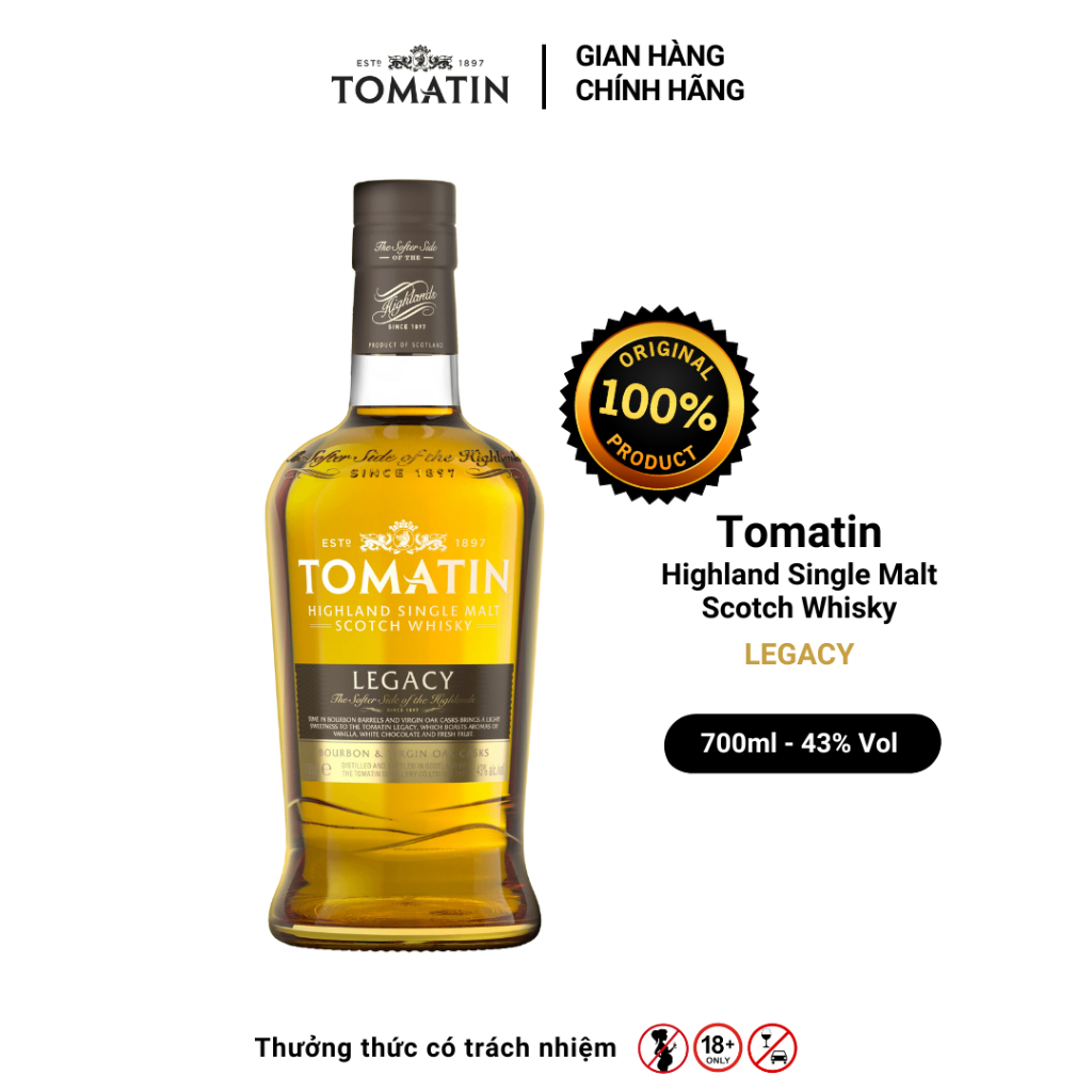 Rượu Whisky Tomatin Highland Single Malt LEGACY Nồng Độ Alc 43% 700ml