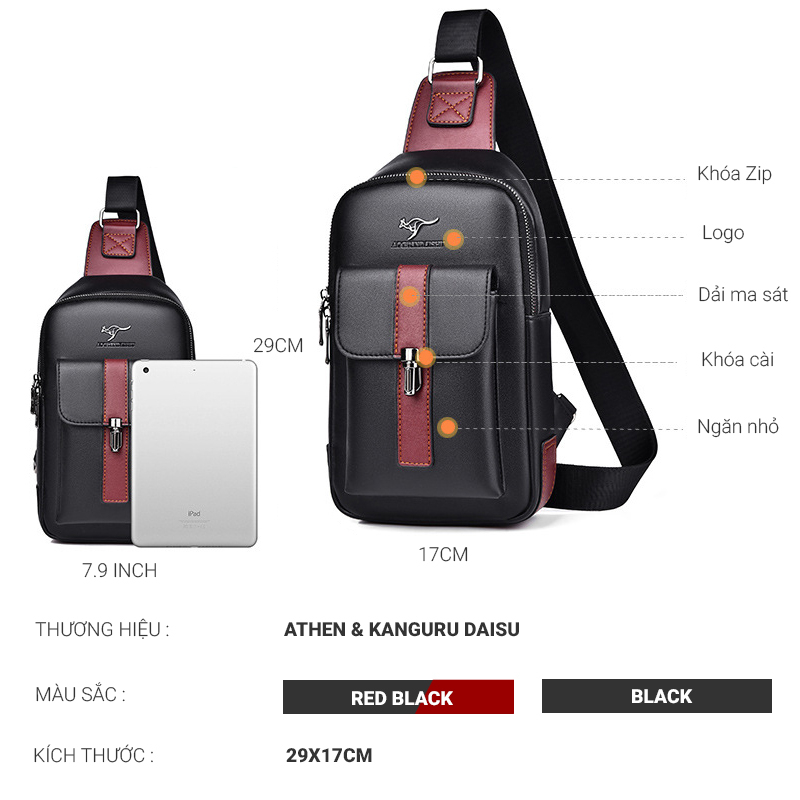 Túi đeo chéo nam da CXA GoldenS cao cấp thiết kế tối giản sang trọng phong cách châu Âu