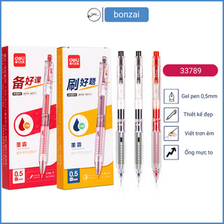 Bút gel Deli 33789 ngòi ST 0,5mm công suất lớn hơn (Hàng Chính Hãng).