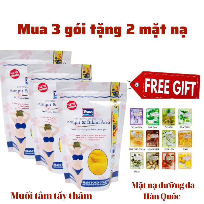 Muối tắm tẩy da chết body Yoko Thái lan trắng da  muối tẩy tế bào chết,tẩy thâm nách,bikini spa 220g Armpit Bikini Area