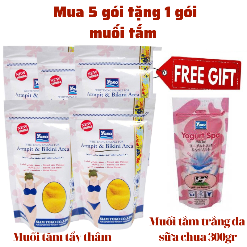 Muối tắm tẩy da chết body Yoko Thái lan trắng da  muối tẩy tế bào chết,tẩy thâm nách,bikini spa 220g Armpit Bikini Area