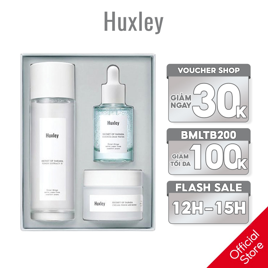 Bộ Dưỡng Da Cấp Ẩm Dành Cho Da Dầu Huxley Hydration Trio Set