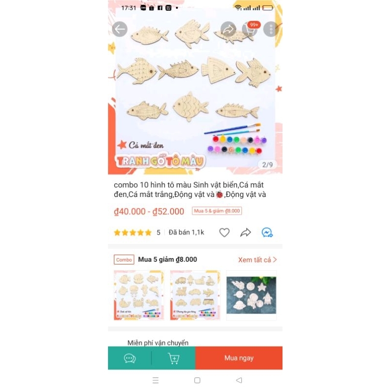 Bộ 10 hình gỗ tô màu