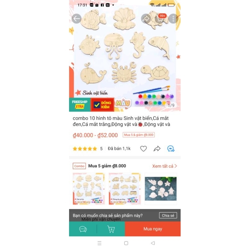 Bộ 10 hình gỗ tô màu