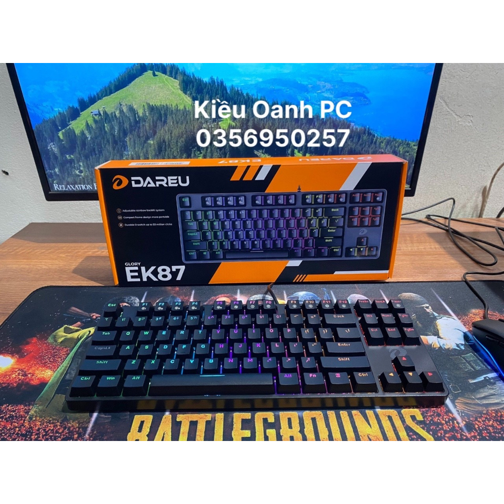 Bàn phím cơ Dareu EK87 Black Đen / Hồng Pink