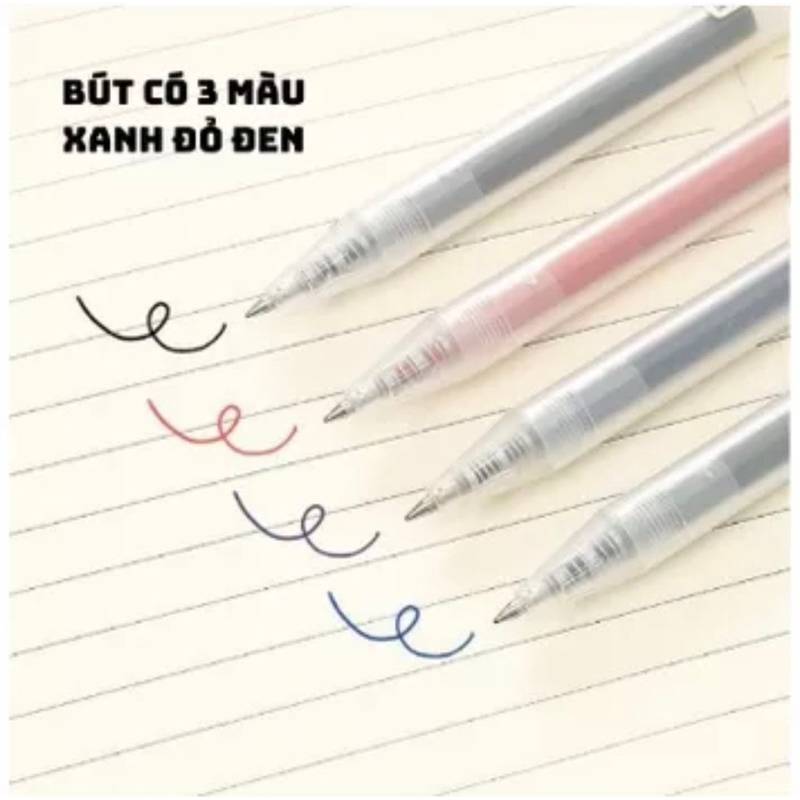 Bút bi bấm Homu mực gel ngòi 0.5mm viết trơn mực đều