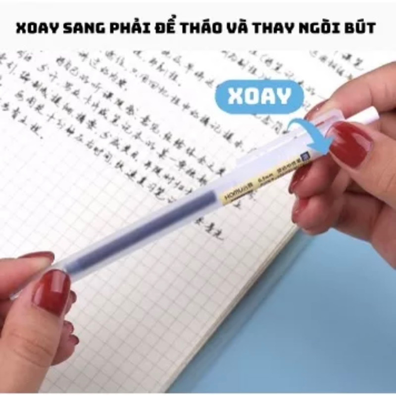 Bút bi bấm Homu mực gel ngòi 0.5mm viết trơn mực đều