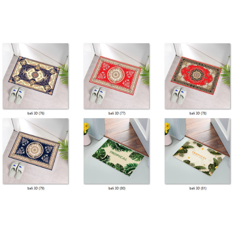 Thảm lau chân 5D Hoa Lá Họa Tiết Vintage siêu thấm hút nước chống trượt size 40x60Cm