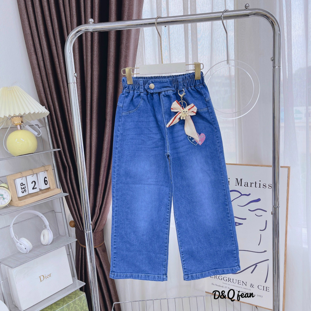 Quần Jeans Xuông lụa Nơ bé Gái cao cấp