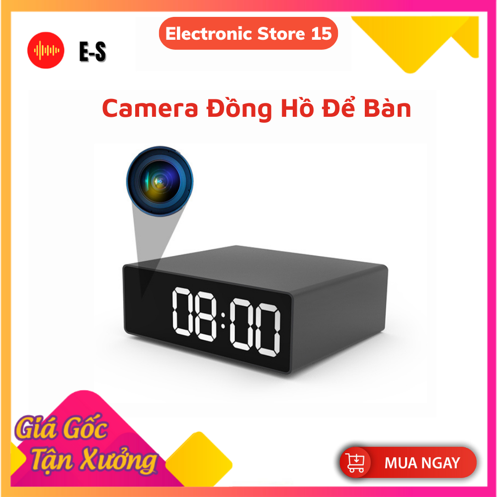 Camera Wifi Đồng Hồ Để Bàn, Thân Vỏ Hợp Kim Siêu Bền, Quay Video Chất Lượng Sắc Nét, 8 Mắt Hồng Ngoại Quay Đêm