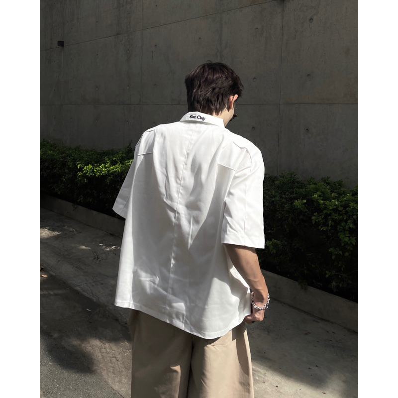 Áo sơ mi nam tay ngắn Be/Trắng - BLOCK SHIRT - STANCLUB