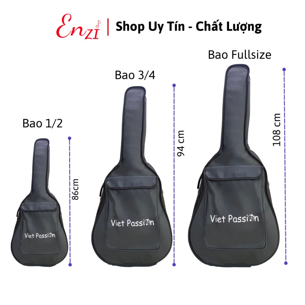 Bao đàn guitar acoustic classic cho đàn mini 3/4 và 1/2 vài dù bền đẹp Enzi