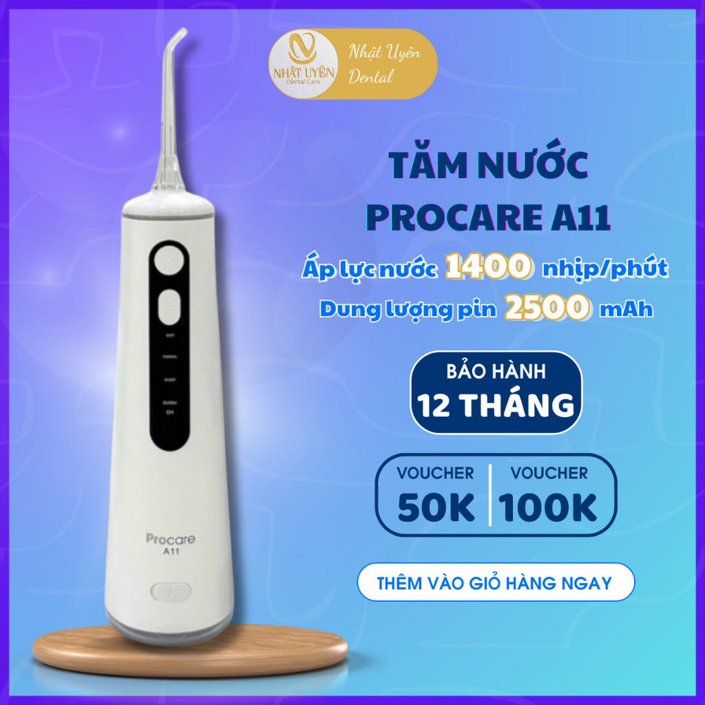 Máy tăm nước PROCARE A11 Nâng Cấp thông minh - Làm Sạch Sâu Kẽ Răng, Hạn Chế Sâu Răng Với 5 Chế Độ