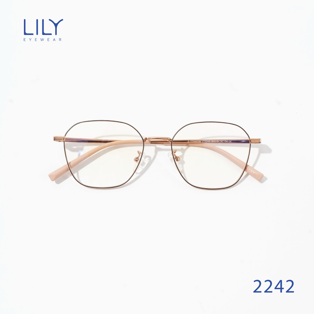 Gọng kính đa giác nữ LILYEYEWEAR càng kính nhẹ nhàng thanh mảnh màu sắc thời trang 2242