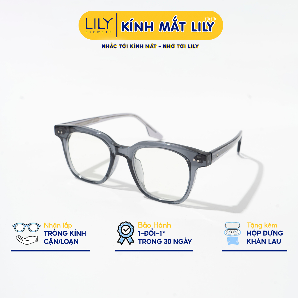 Kính vuông nam nữ LILYEYEWEAR gọng kim loại kiểu dáng dễ đeo phù hợp với nhiều khuôn mặt 72027