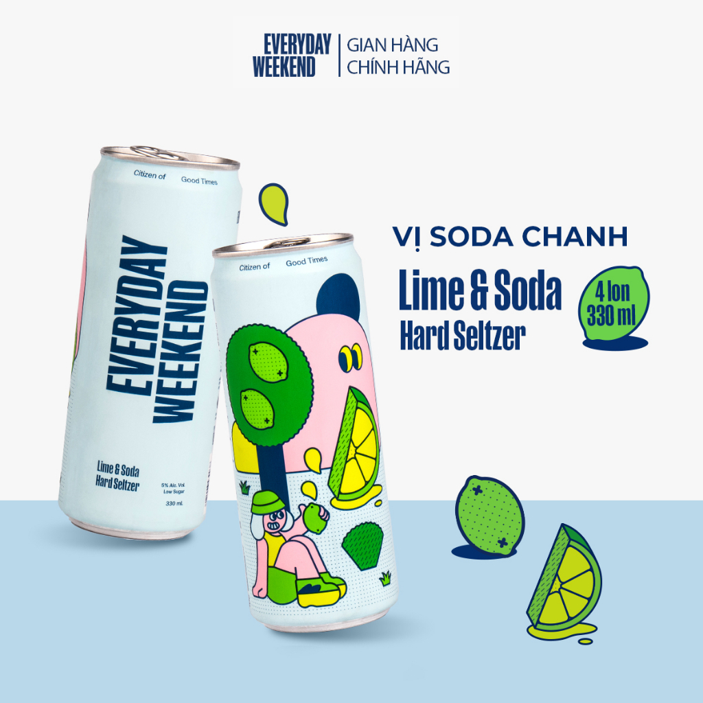 Thùng 4 lon Everyday Weekend Cocktail vị Soda Chanh 330ml/lon