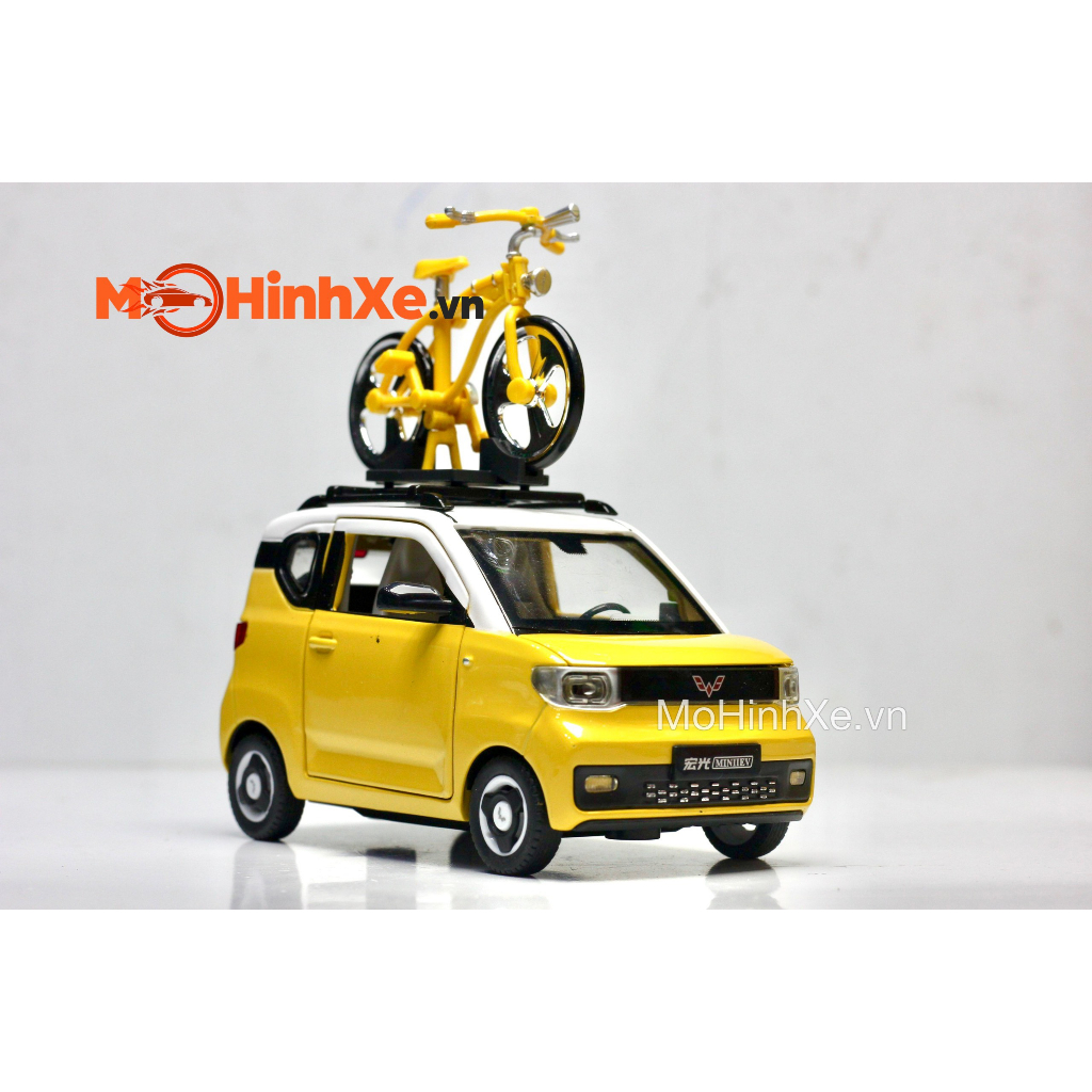 MÔ HÌNH XE WULING HONGGUANG MINI EV + XE ĐẠP 1:24 CHEZHI