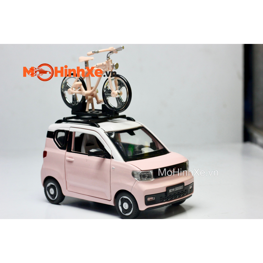 MÔ HÌNH XE WULING HONGGUANG MINI EV + XE ĐẠP 1:24 CHEZHI