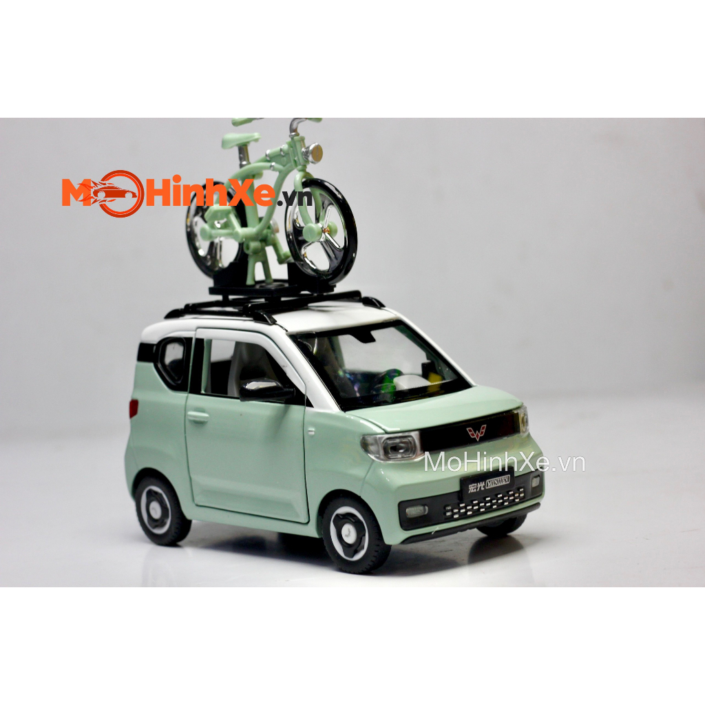 MÔ HÌNH XE WULING HONGGUANG MINI EV + XE ĐẠP 1:24 CHEZHI