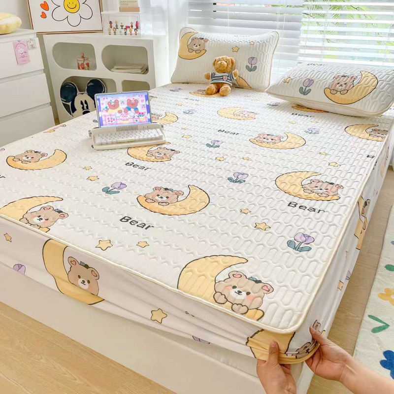 Combo chiếu điều hoà chun bọc latex IGUN BEDDING kèm chăn thun lạnh mát mẻ cho mùa hè