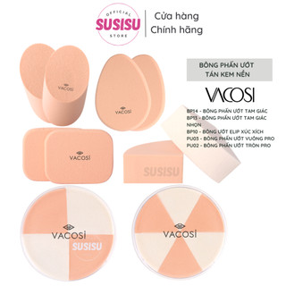 Bông phấn ướt Vacosi tròn, vuông, tam giác, oval | Mút trang điểm kem nền foundation Bông dặm kem nền BP03 BP05