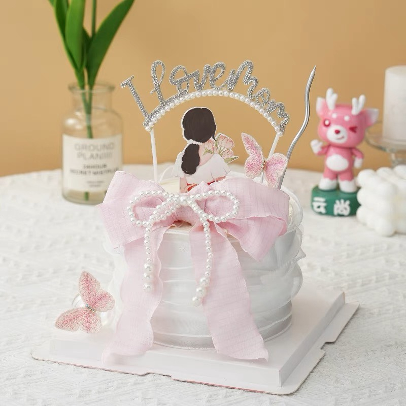 5 Nơ Hạt Ngọc Trang Trí Bánh Kem - Q1979