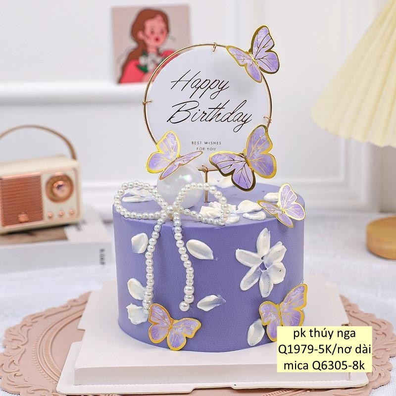 5 Nơ Hạt Ngọc Trang Trí Bánh Kem - Q1979