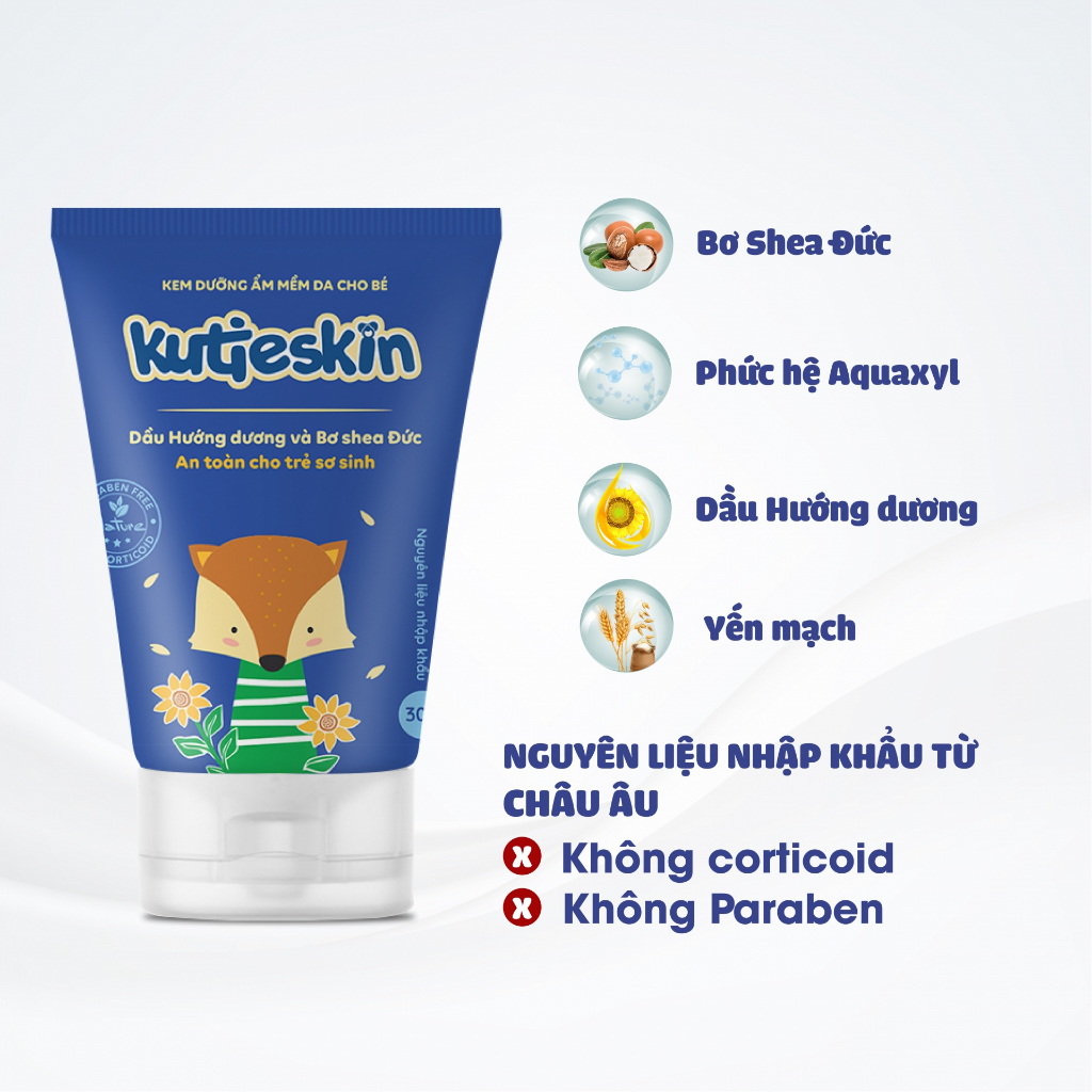 Kem dưỡng ẩm mềm da Kutieskin 30gr là sản phẩm chuyên biệt dành riêng cho trẻ sơ sinh và trẻ nhỏ