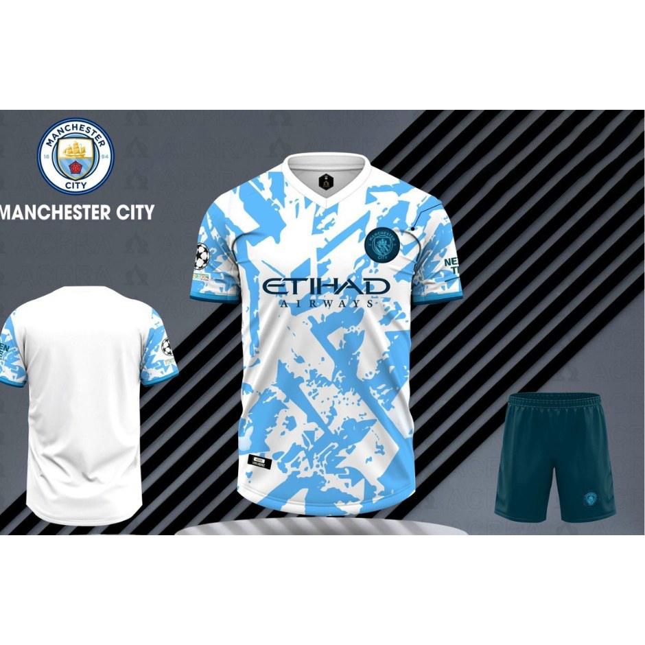Bộ bóng đá nam, nữ chất thun lạnh  câu lạc bộ ManCity MC thoáng mát thấm hút mồ hôi