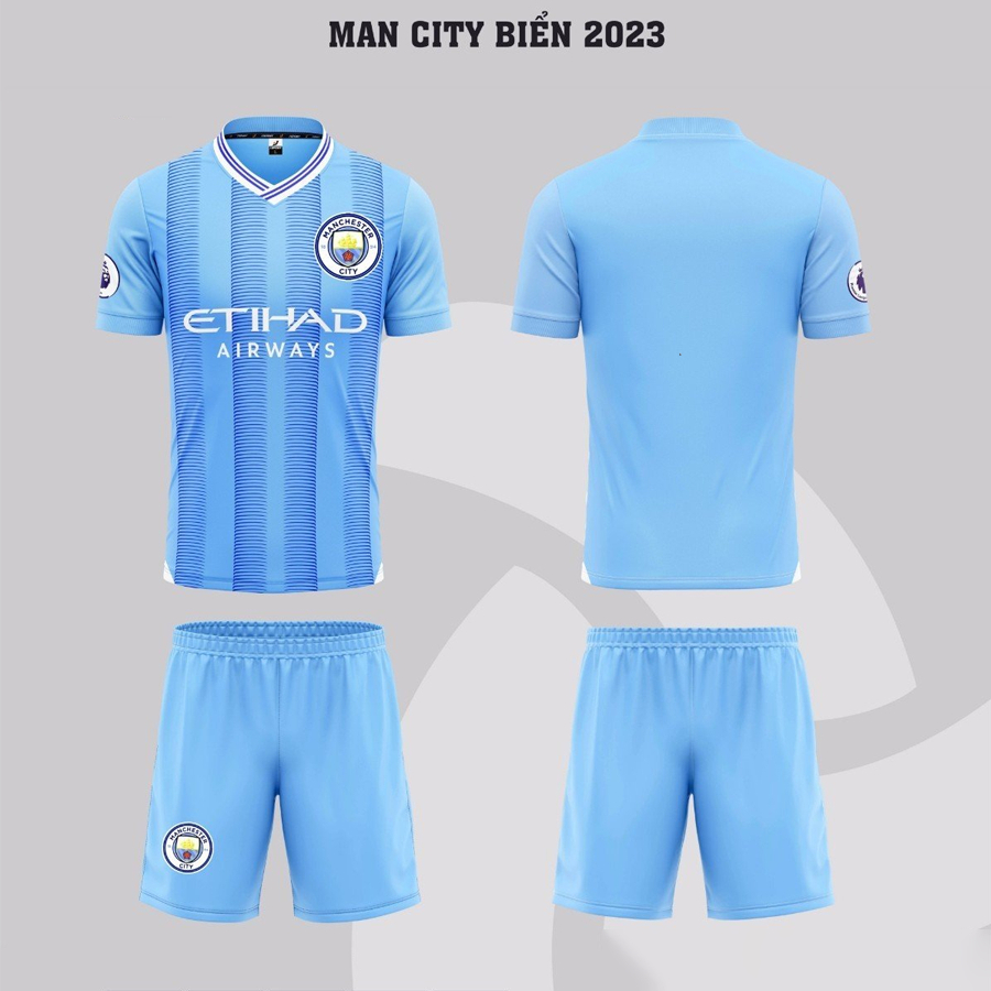 Bộ bóng đá nam, nữ chất thun lạnh  câu lạc bộ ManCity MC thoáng mát thấm hút mồ hôi