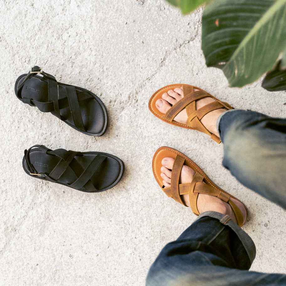 Dép Sandal Chiến Binh Nam Floios Unisex Da Bò Sáp Đế 2 Lớp Cao Su Chống Trơn Trượt - Thương Hiệu Steeler