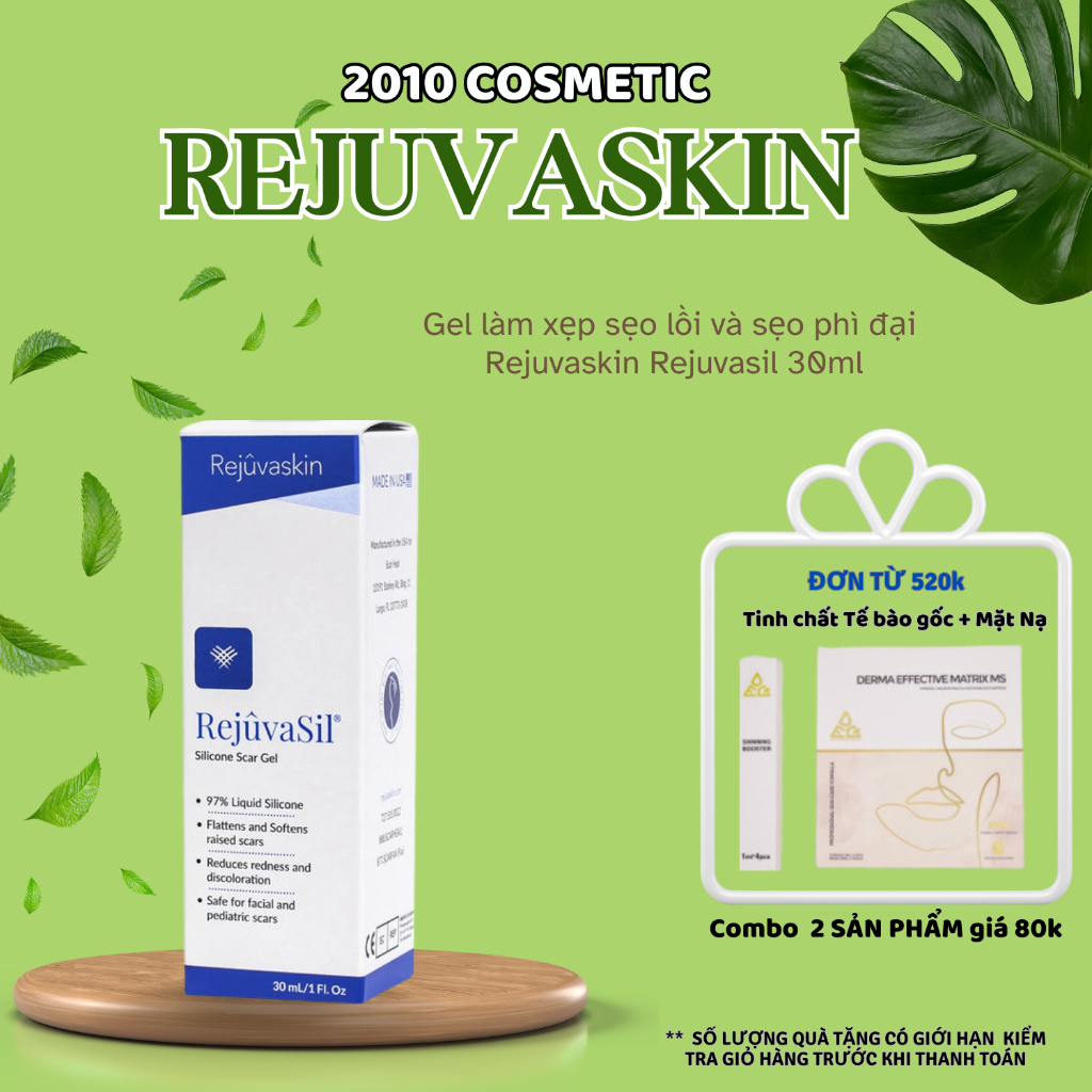 Gel ngăn ngừa sẹo và làm xẹp sẹo lồi,sẹo phì đại REJUVASKIN Rejuvasil 30ml-làm mờ sẹo nhanh chóng